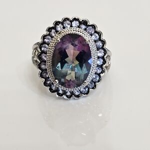 Beautiful Mystic Topaz & Tanzanite Ring in Sterling Silver Size 8!